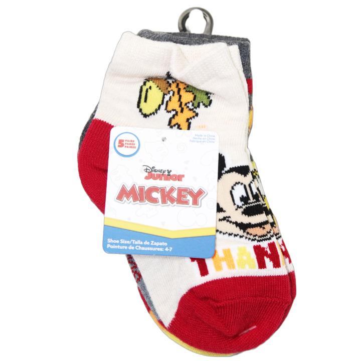 Shop 5pk MICKEY MOUSE THANKFUL QRT SOCKS SIZE 2T 4T C P 60 in